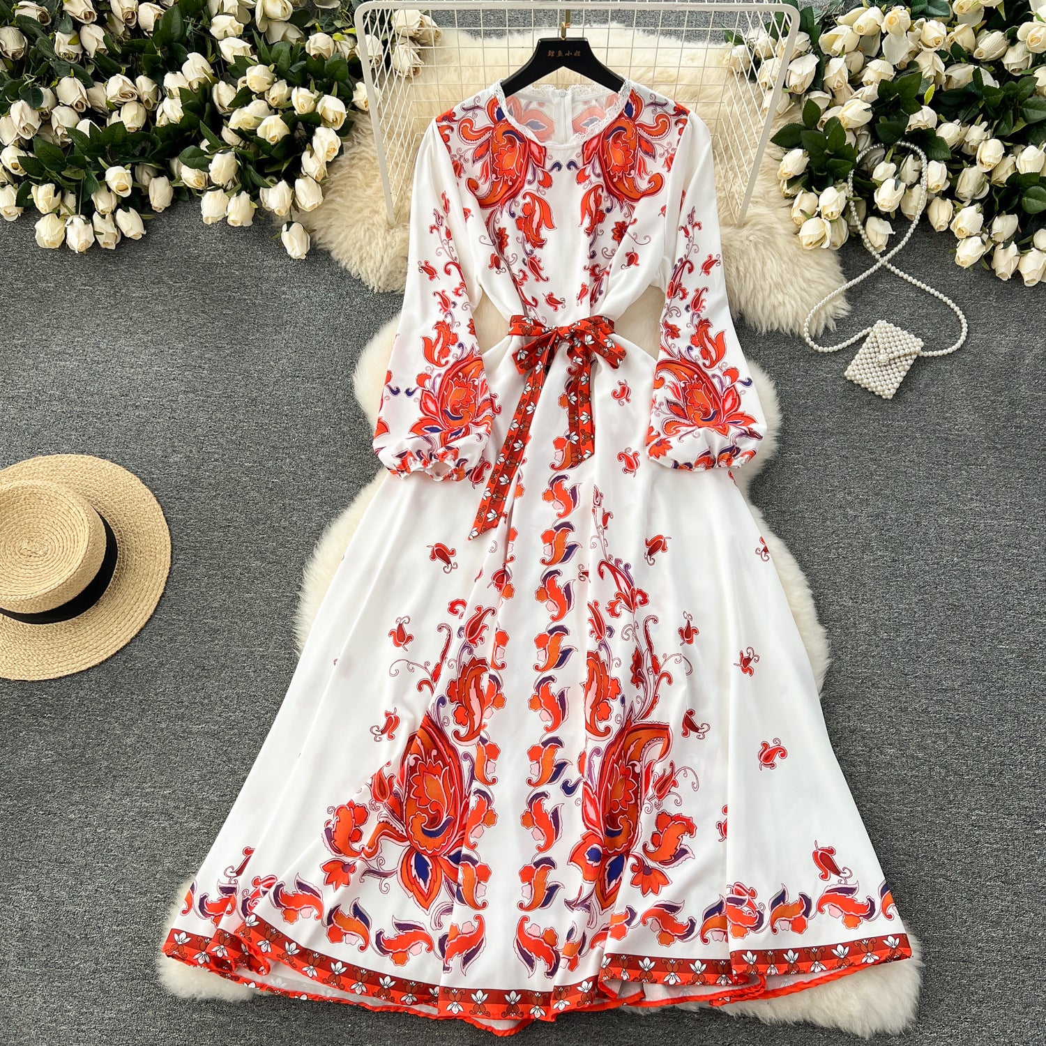 French Style Vintage Court Style Dress Women's Sweet Lace