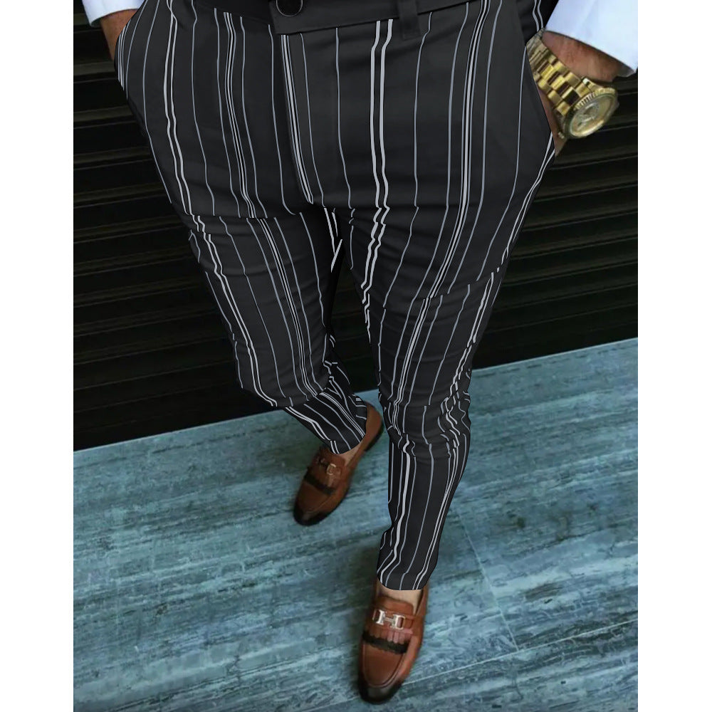 European And American New Men's Striped Casual Pants Hot Style