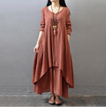 Cotton Linen Maxi Dress for Women — Loose Fit Plus Size