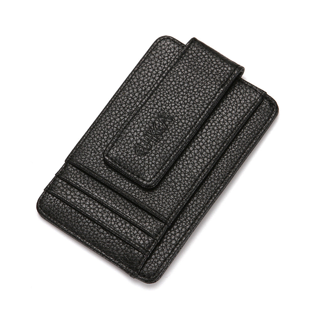 Cross Border New Arrival Fashion Men's Wallet Wallet Magnetic Snap Card Holder Korean Style American Gold Clip Mini Creative Card Holder