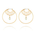 Gold Color Big Circle Round Hoop Earrings For Women Fashion Water Drop Crystal Geometric Hoops aros Statement Earrings