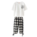 Two-piece  plaid cropped trousers