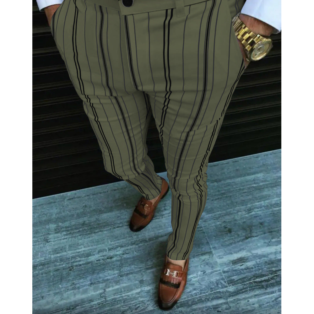 European And American New Men's Striped Casual Pants Hot Style