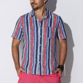 Men's Striped Short Sleeve Shirt Summer New Fashion Men's Lapel Shirt