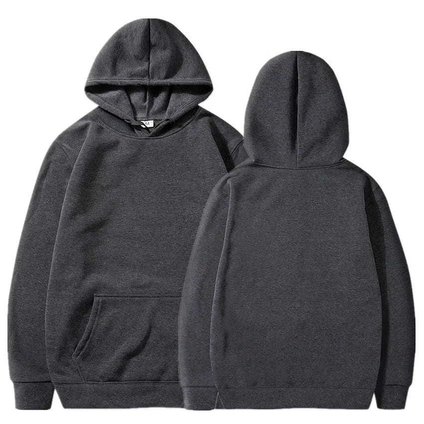 Trendy Fashion Hoodie Men's Classic Solid Color Fleece Hooded Sweatshirt Pullover Spring and Autumn  for Unisex