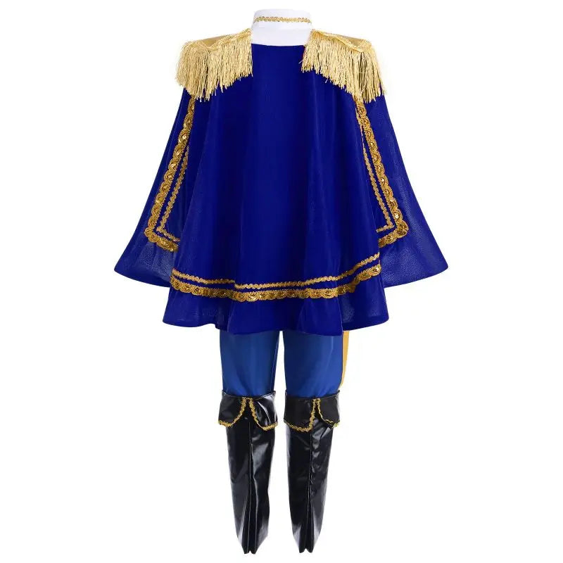 7 Pieces Boys King Carnival Costume Medieval Royal Prince Full Set Outfits for Kids Halloween Birthday Party Fancy Dress Up