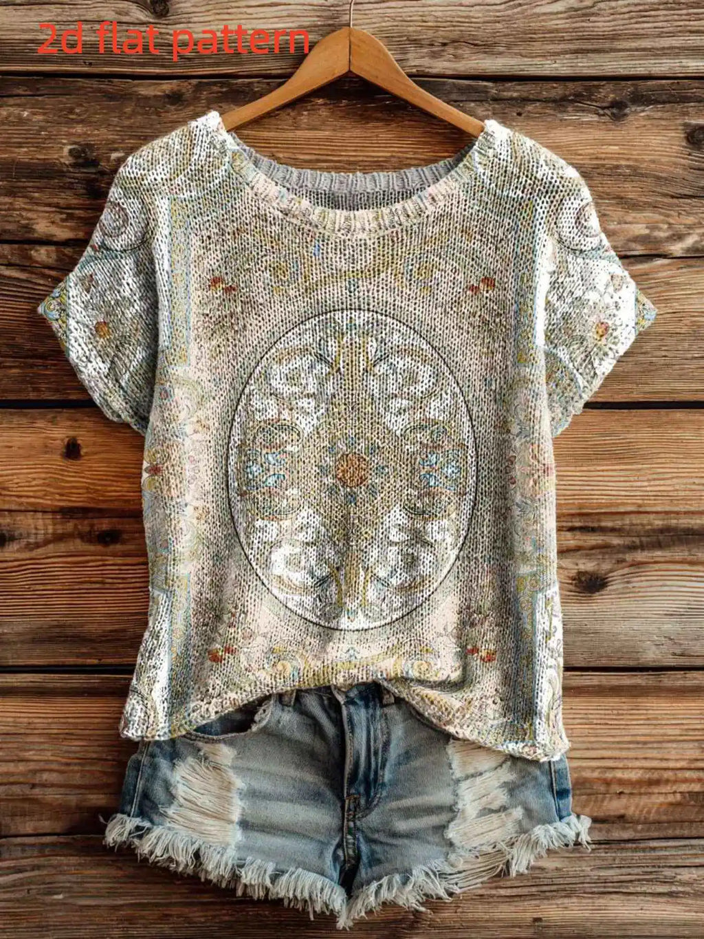 Printed Design - Nottextured Spring/Summer Fashion New Pullover Round Neck Sleeveless Women's Top with Flat Digital Print Trendy Women's Clothing Ladies' Top