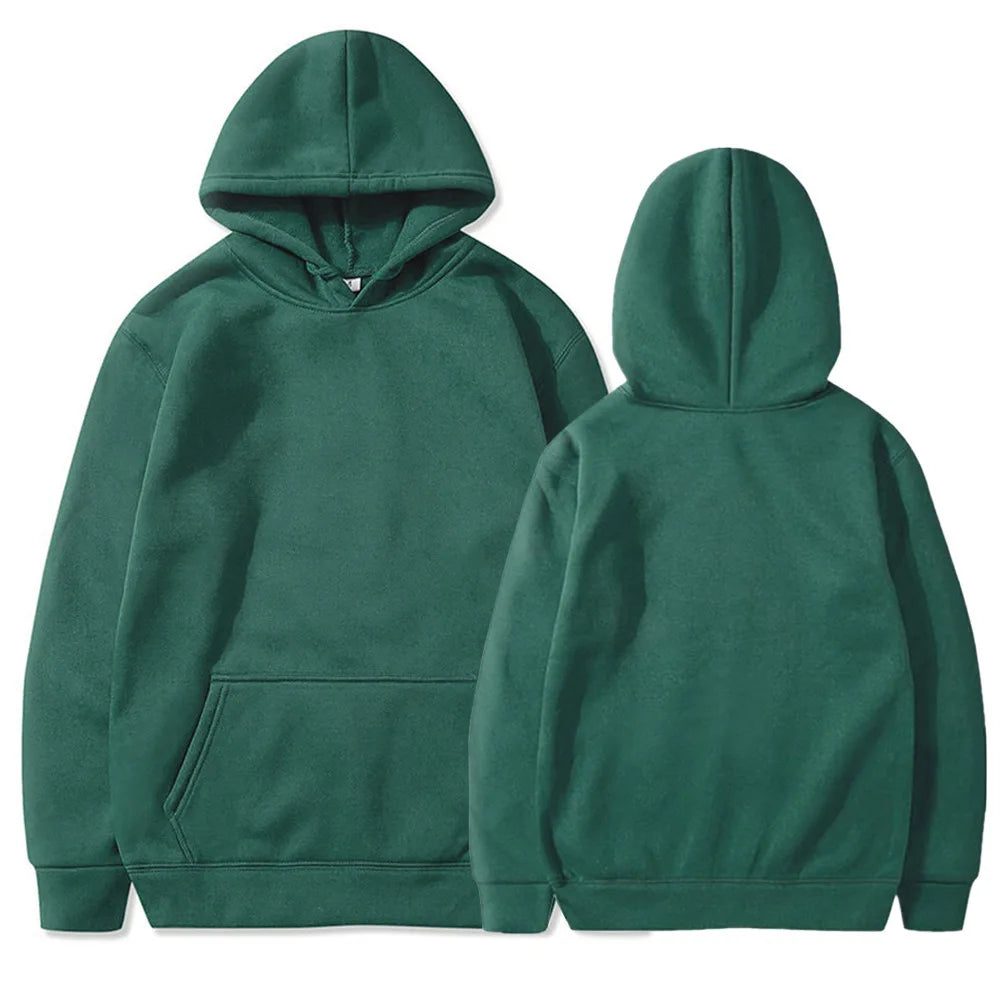 Trendy Fashion Hoodie Men's Classic Solid Color Fleece Hooded Sweatshirt Pullover Spring and Autumn  for Unisex