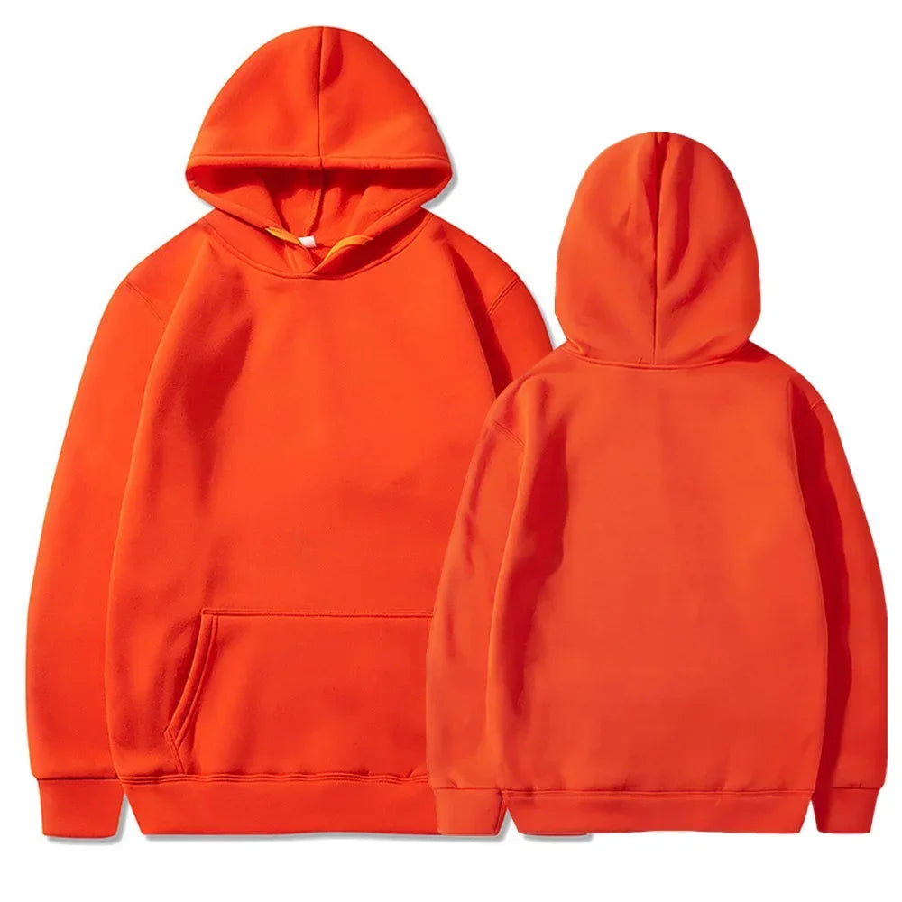 Trendy Fashion Hoodie Men's Classic Solid Color Fleece Hooded Sweatshirt Pullover Spring and Autumn  for Unisex