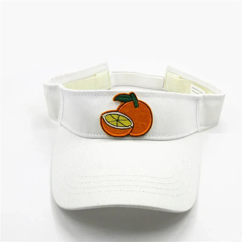 Spring Summer Cotton Cartoon Orange Fruit Embroidery Visors Baseball Cap Adjustable Snapback Cap for Men and Women 321