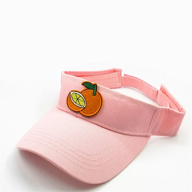 Spring Summer Cotton Cartoon Orange Fruit Embroidery Visors Baseball Cap Adjustable Snapback Cap for Men and Women 321