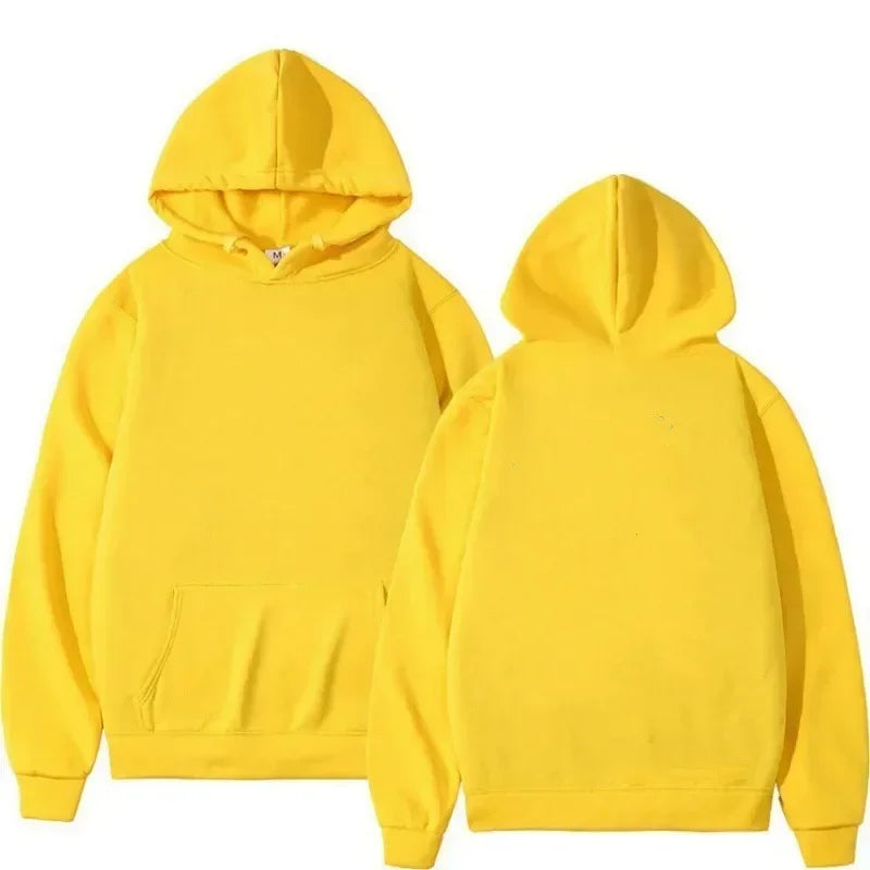 Trendy Fashion Hoodie Men's Classic Solid Color Fleece Hooded Sweatshirt Pullover Spring and Autumn  for Unisex