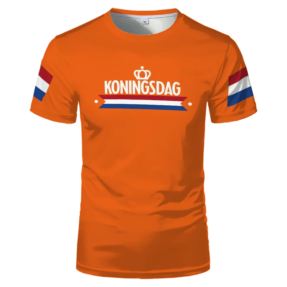 Dutch King's Day Orange Clothing Pattern T-shirt With Dutch Flag Image Leisure Sports Fashion Trend Men And Women Oversized