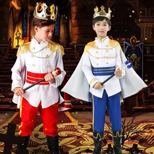 7-delig jongens koning carnaval kostuum middeleeuwse koninklijke prins complete set outfits voor kinderen Halloween verjaardagsfeest verkleedkleding