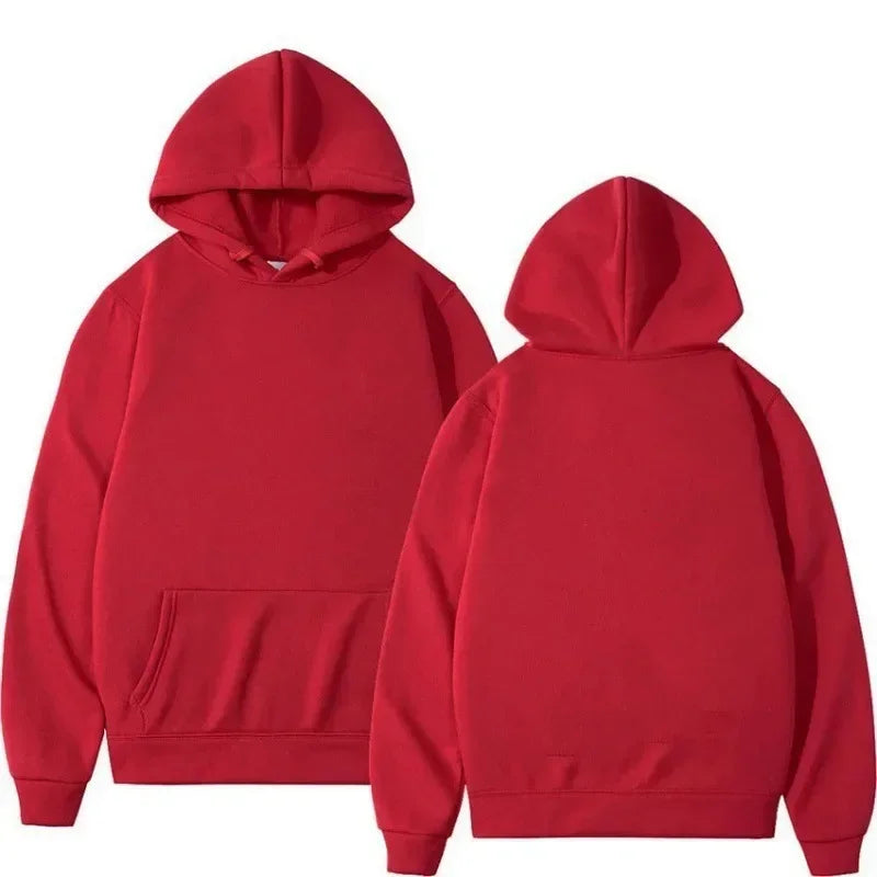 Trendy Fashion Hoodie Men's Classic Solid Color Fleece Hooded Sweatshirt Pullover Spring and Autumn  for Unisex