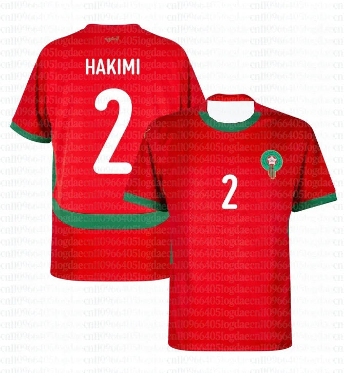 Morocco Home Hakimi No.2 Jersey 2026 Same Style Football Training Uniform, Breathable Top for Adults and Children Autumn