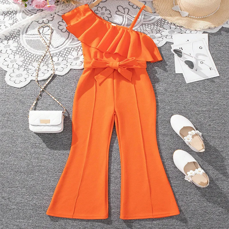 Leuk Meisjes Diagonale Schouderband Prinsessenjurk – Koningsdag Editie 🧡 | Kinderverjaardag & Feest Outfit | Bruiloft & Feestjurk met Afneembare Riem