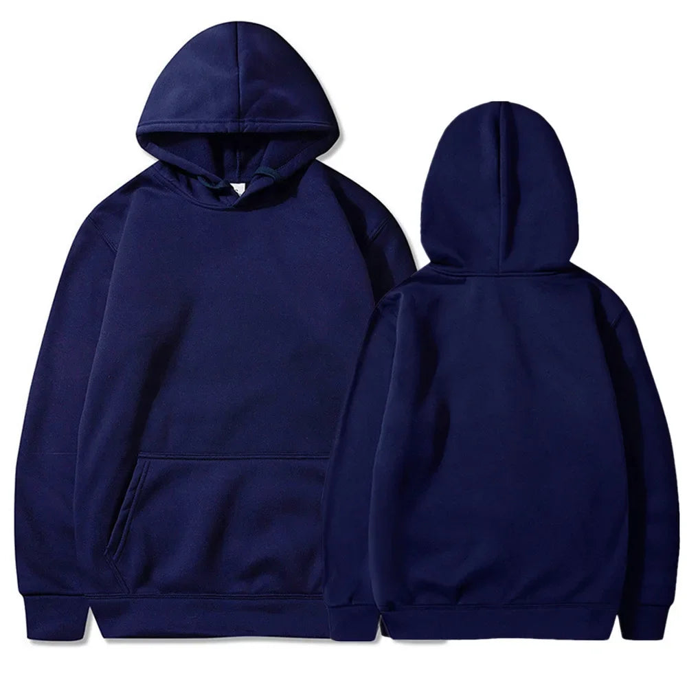 Trendy Fashion Hoodie Men's Classic Solid Color Fleece Hooded Sweatshirt Pullover Spring and Autumn  for Unisex