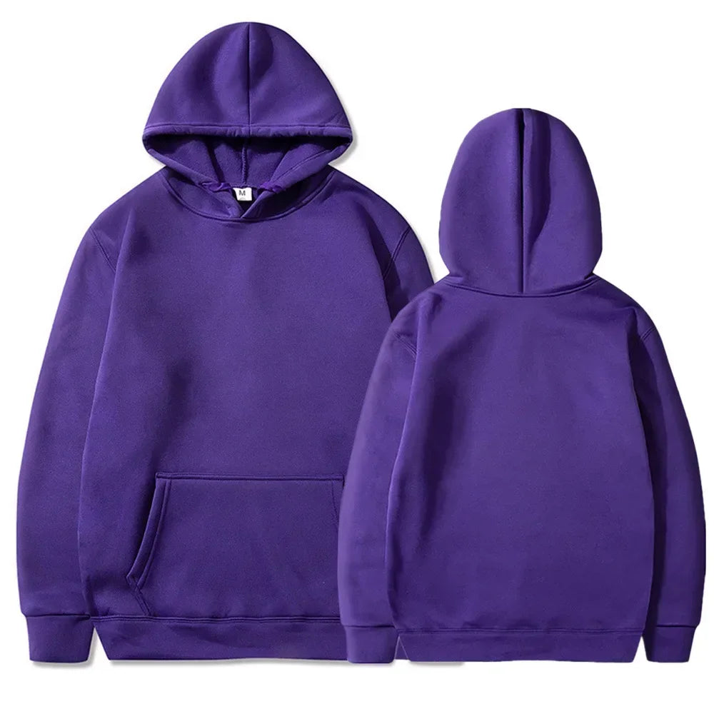 Trendy Fashion Hoodie Men's Classic Solid Color Fleece Hooded Sweatshirt Pullover Spring and Autumn  for Unisex