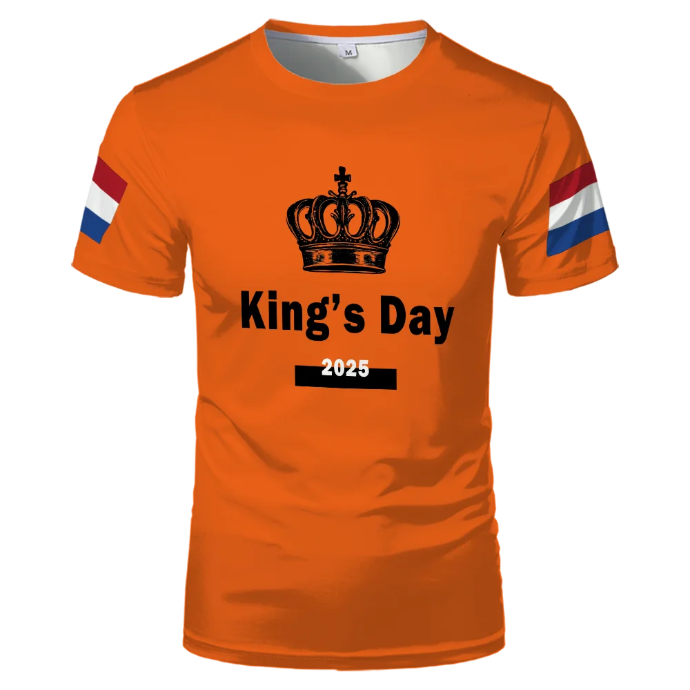 Dutch King's Day Orange Clothing Pattern T-shirt With Dutch Flag Image Leisure Sports Fashion Trend Men And Women Oversized