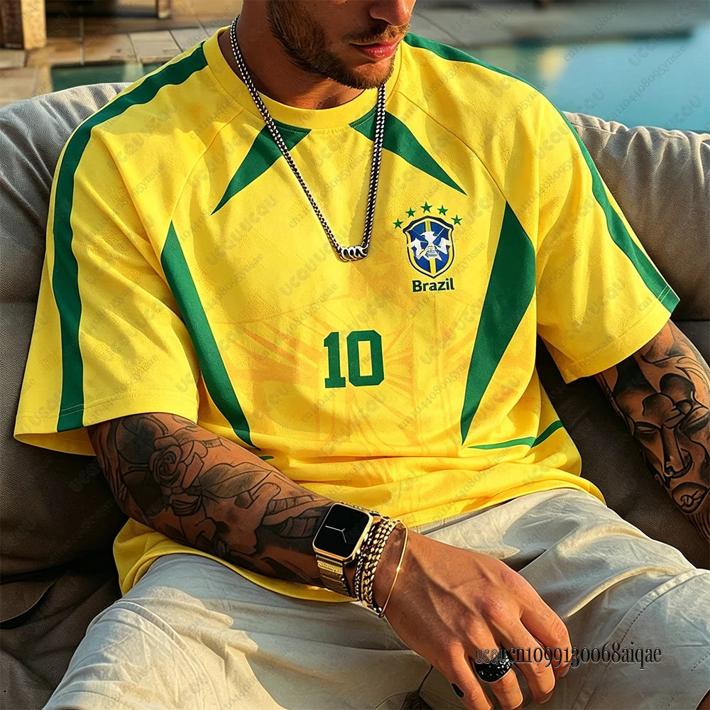 New Brazil Football Jerseys For Men 2026 World Football Match Sports Tshirts Mesh Breathable Tees Fans Gifts Man Clothing