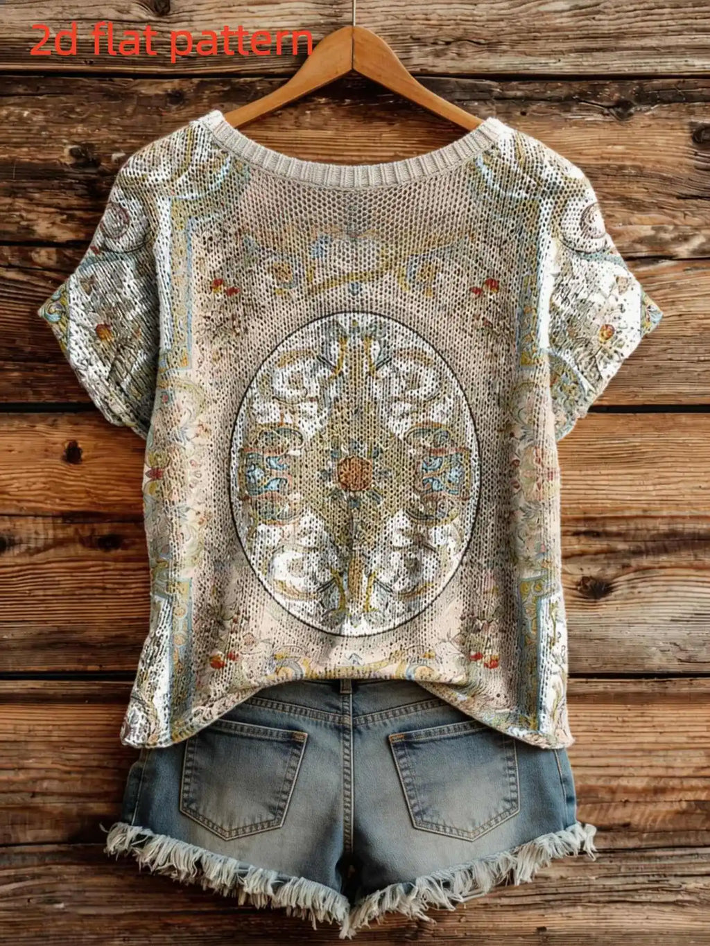 Printed Design - Nottextured Spring/Summer Fashion New Pullover Round Neck Sleeveless Women's Top with Flat Digital Print Trendy Women's Clothing Ladies' Top