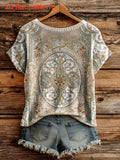 Printed Design - Nottextured Spring/Summer Fashion New Pullover Round Neck Sleeveless Women's Top with Flat Digital Print Trendy Women's Clothing Ladies' Top