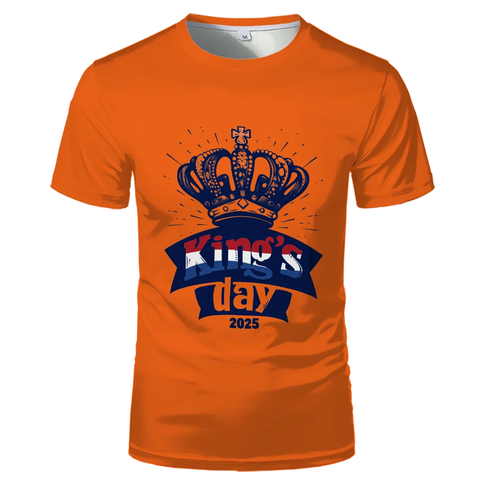Dutch King's Day Orange Clothing Pattern T-shirt With Dutch Flag Image Leisure Sports Fashion Trend Men And Women Oversized