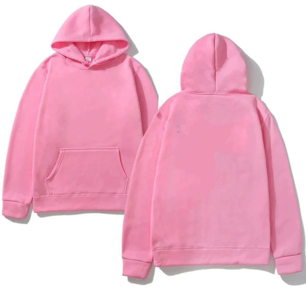 Trendy Fashion Hoodie Men's Classic Solid Color Fleece Hooded Sweatshirt Pullover Spring and Autumn  for Unisex