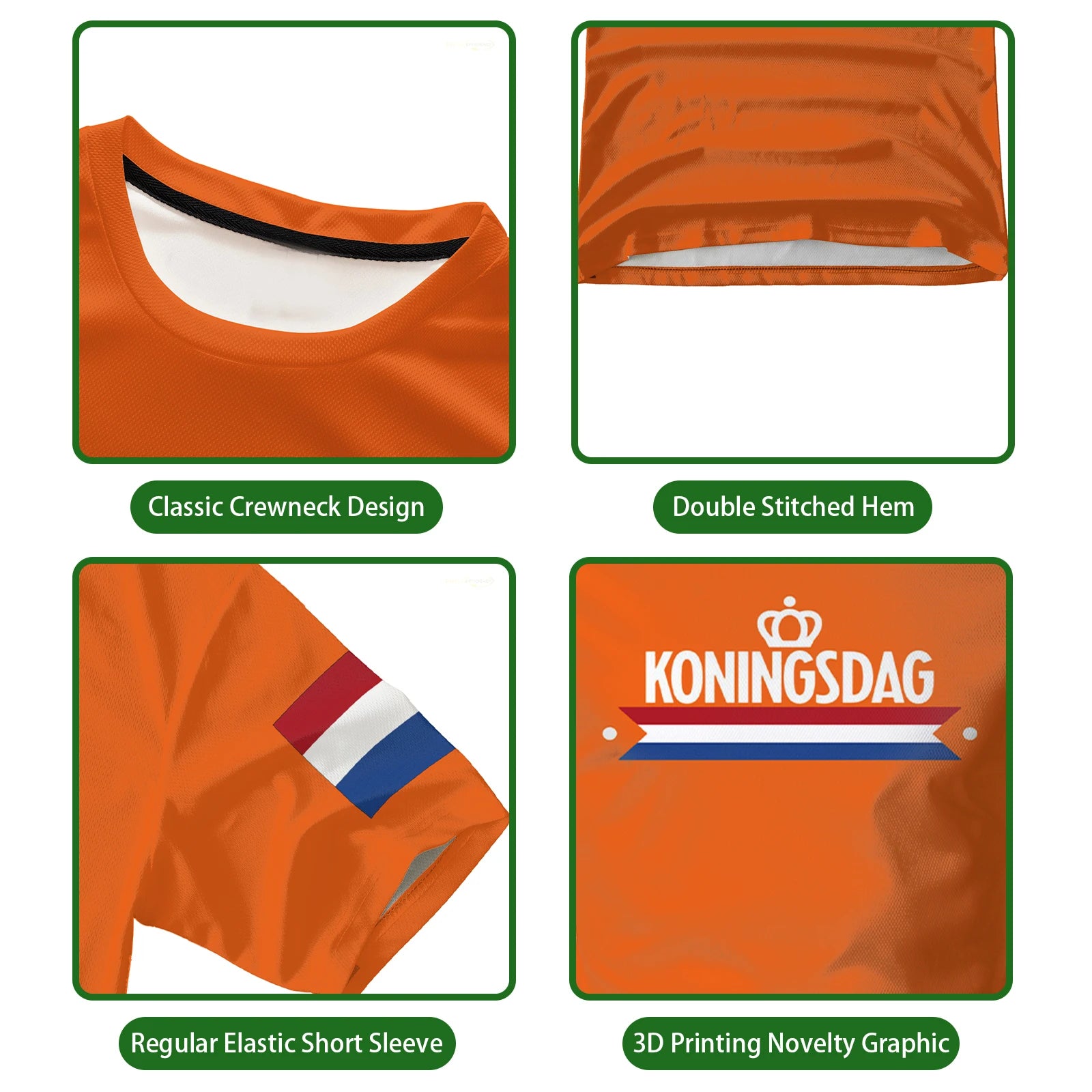 Dutch King's Day Orange Clothing Pattern T-shirt With Dutch Flag Image Leisure Sports Fashion Trend Men And Women Oversized