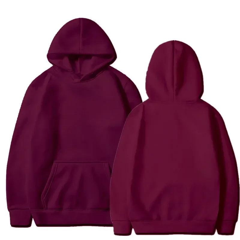 Trendy Fashion Hoodie Men's Classic Solid Color Fleece Hooded Sweatshirt Pullover Spring and Autumn  for Unisex