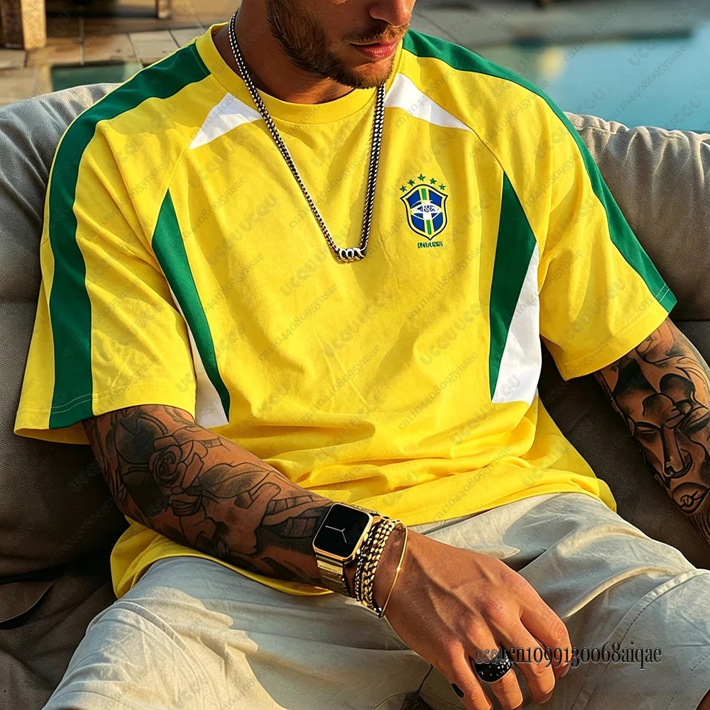 New Brazil Football Jerseys For Men 2026 World Football Match Sports Tshirts Mesh Breathable Tees Fans Gifts Man Clothing