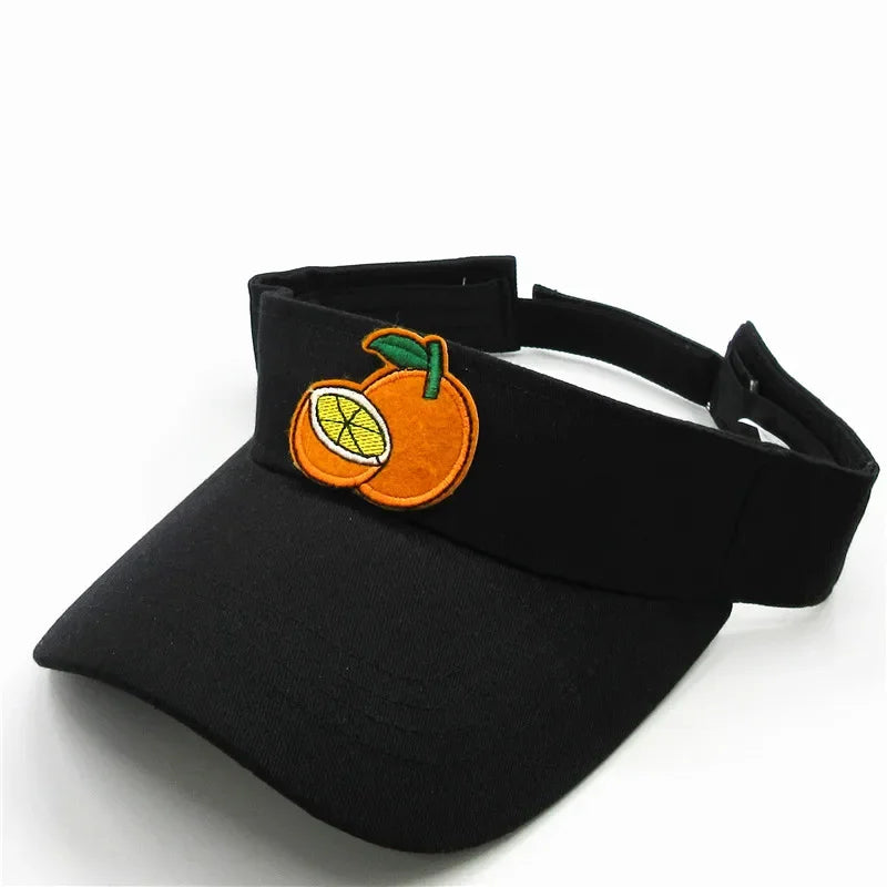 Spring Summer Cotton Cartoon Orange Fruit Embroidery Visors Baseball Cap Adjustable Snapback Cap for Men and Women 321