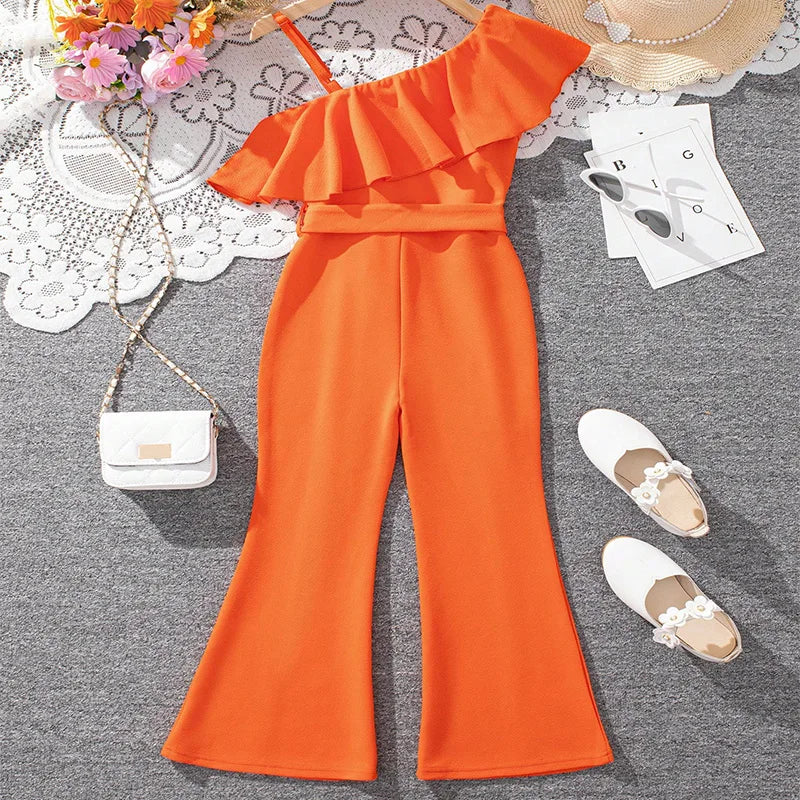 Leuk Meisjes Diagonale Schouderband Prinsessenjurk – Koningsdag Editie 🧡 | Kinderverjaardag & Feest Outfit | Bruiloft & Feestjurk met Afneembare Riem