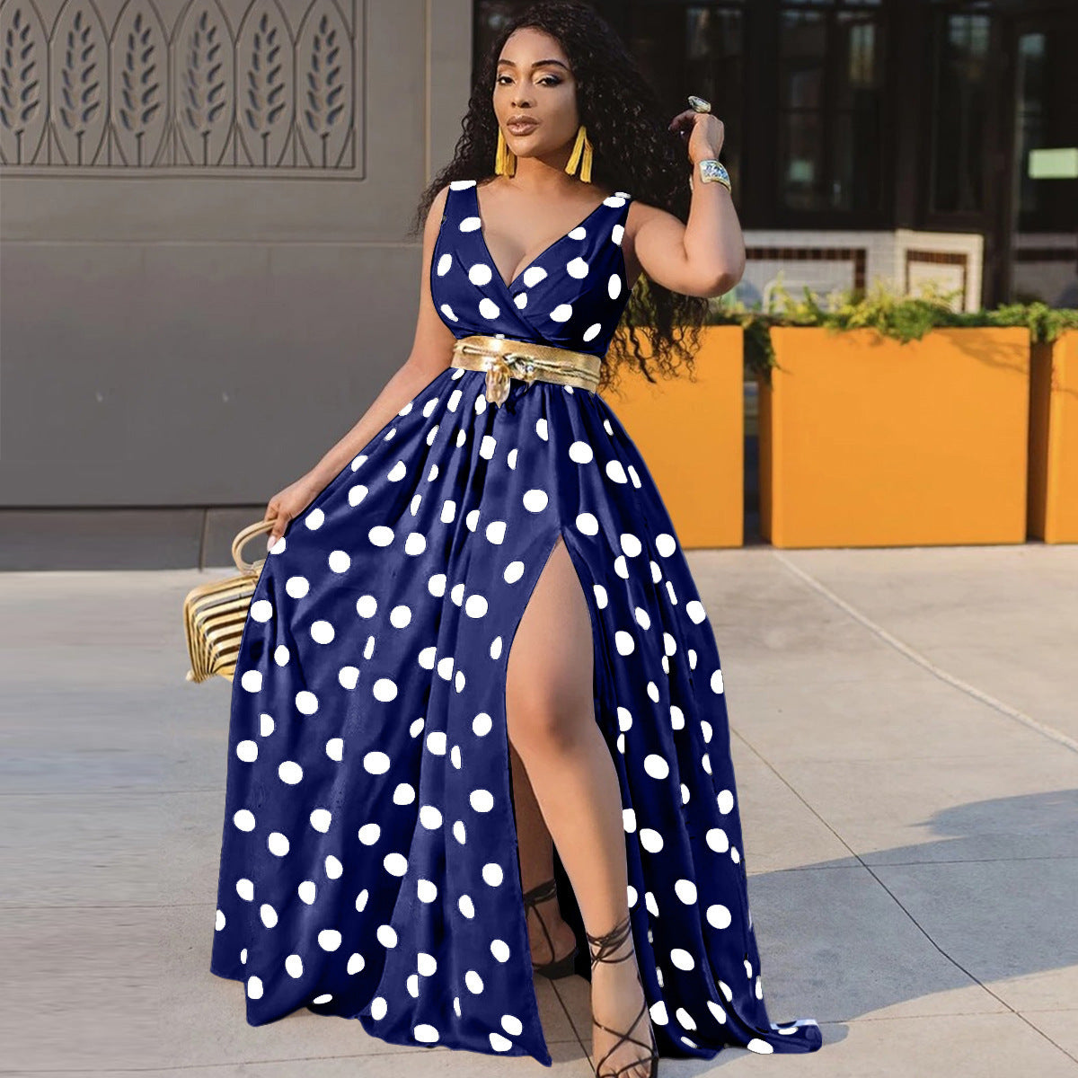 Printed Strap Maxi Dress for Women — Party & Club Wear