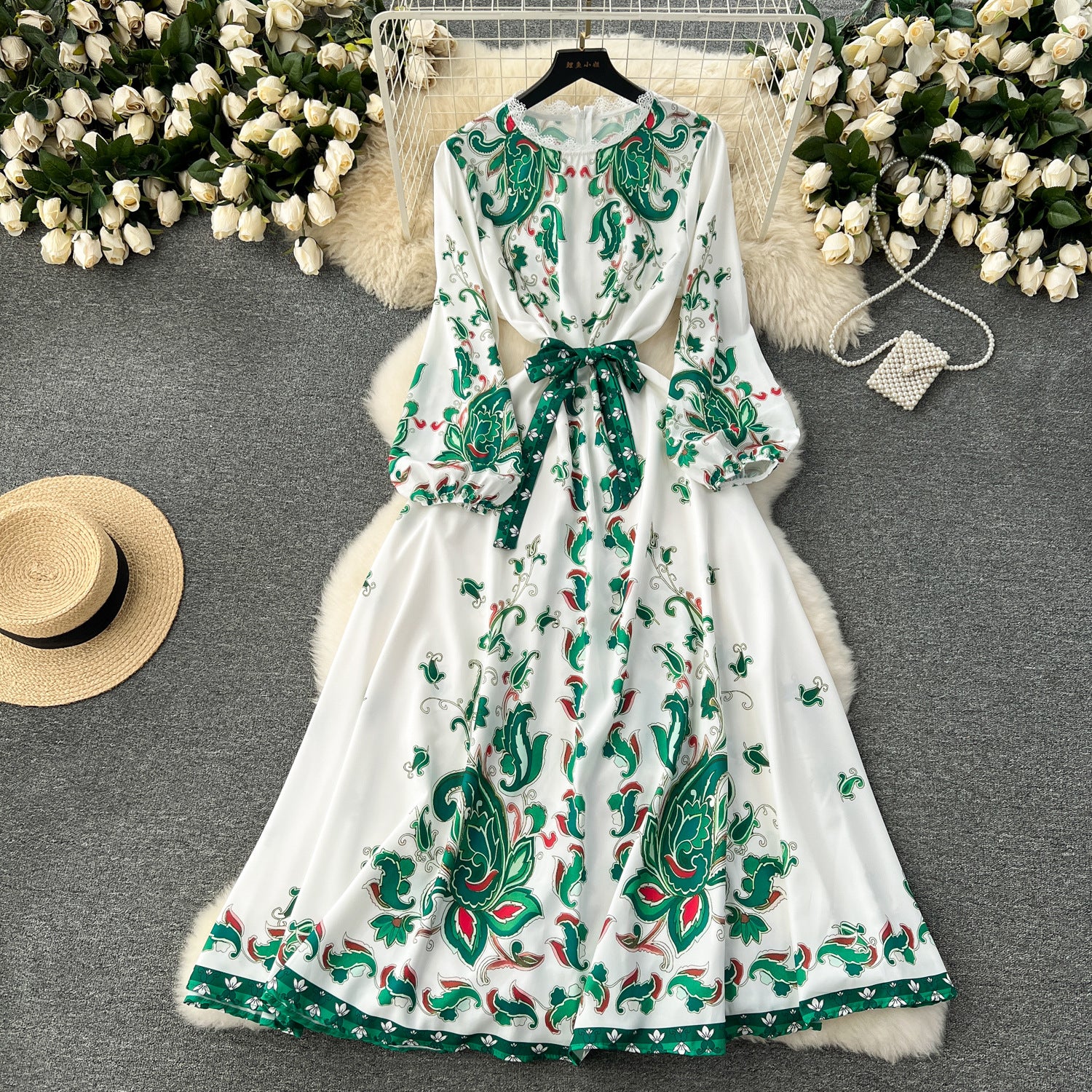 French Style Vintage Court Style Dress Women's Sweet Lace
