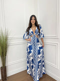 Women's Color Matching Five-point Batwing Sleeve Midriff Outfit Strap Dress
