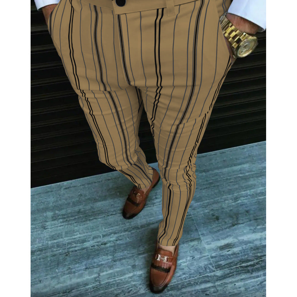 European And American New Men's Striped Casual Pants Hot Style